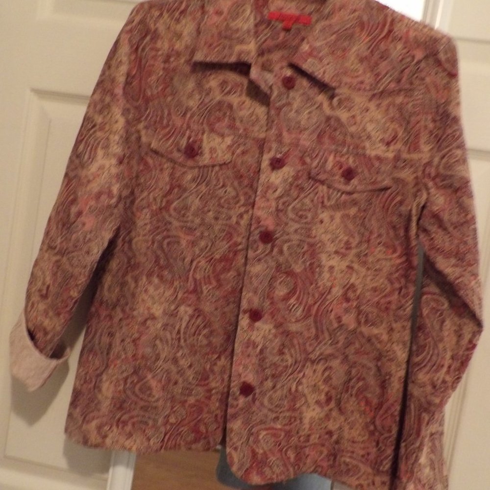 Nice Unlined Jacket w/Burgundy, etc. - M - Joni B.